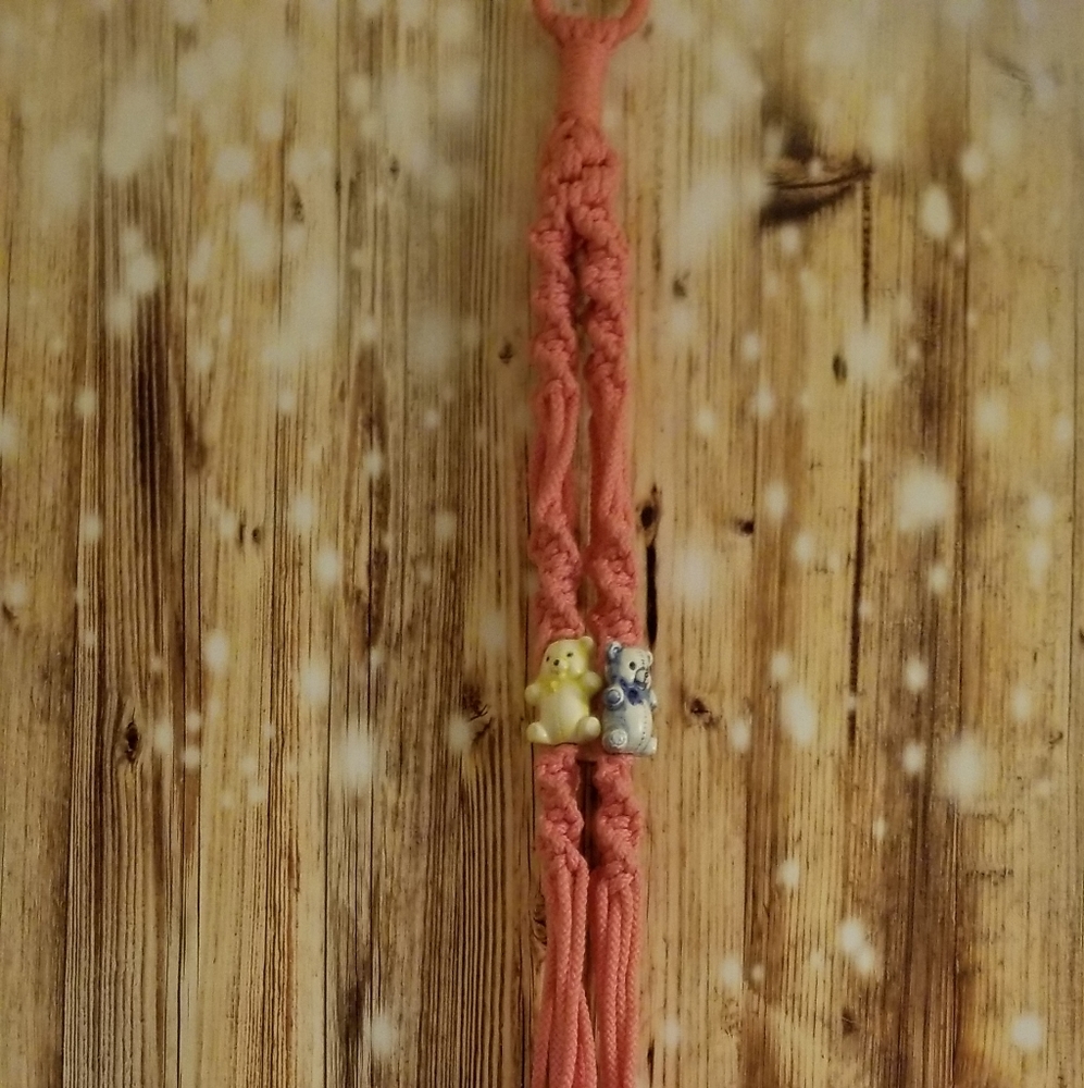 Vintage Pink Macrame Plant  Hanger